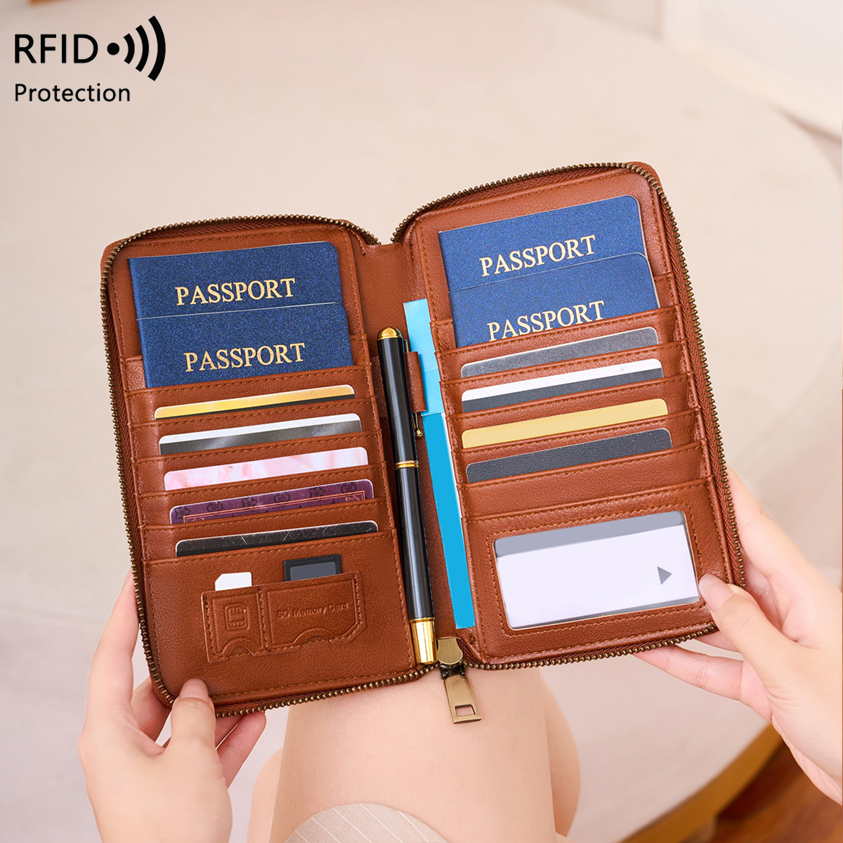 Passport Wallet Rfid - محفظة جواز سفر عصرية بتصميم طائرة،