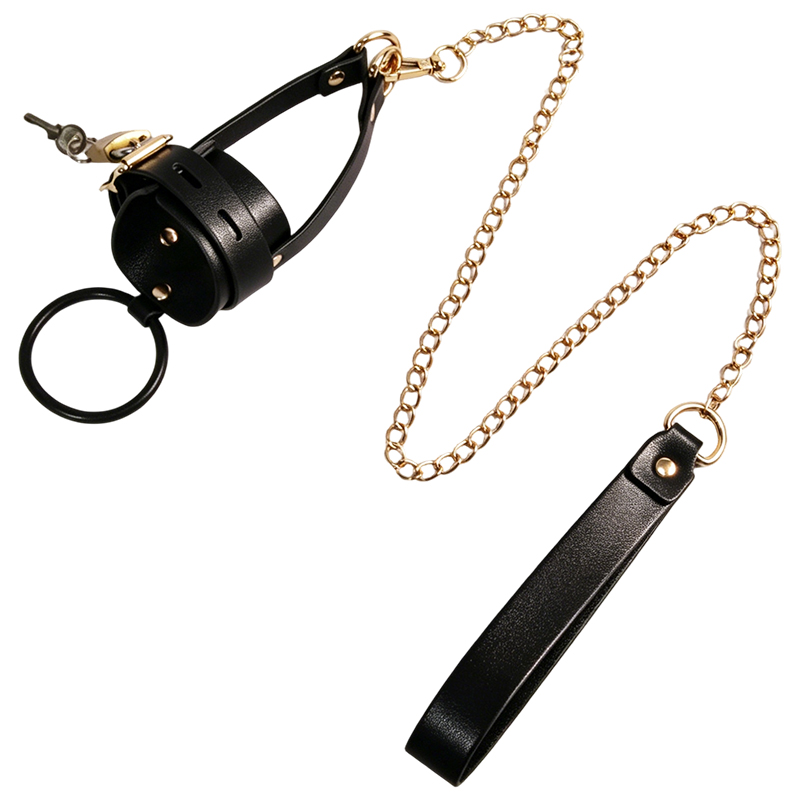 Men'S Vegan Accessories - مُمدد القضيب الجلدي مع حبل للسحب