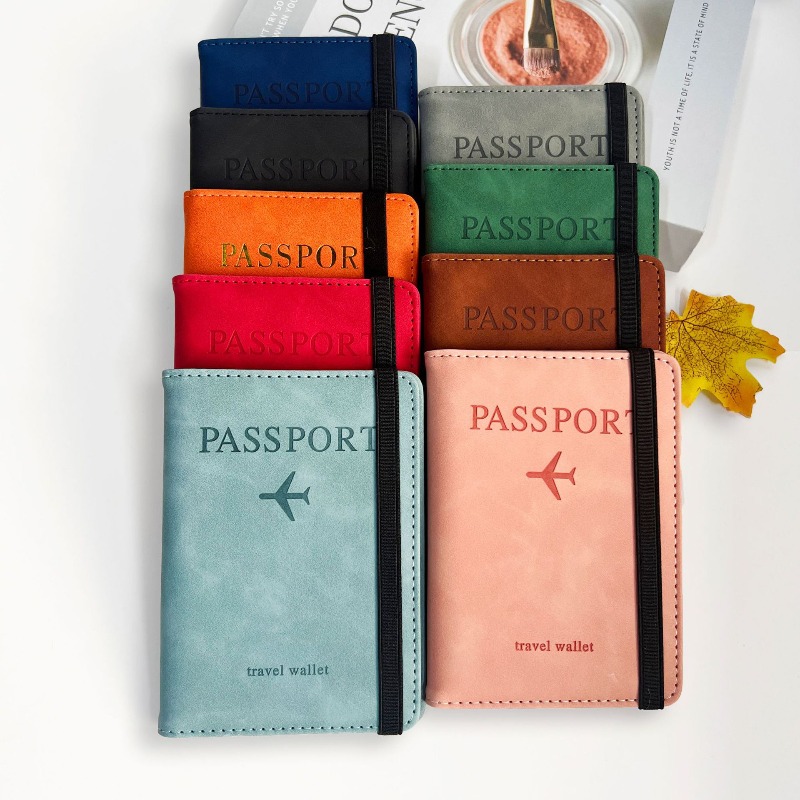 Passport Wallet Rfid - حامل جواز سفر من الجلد الصناعي،
