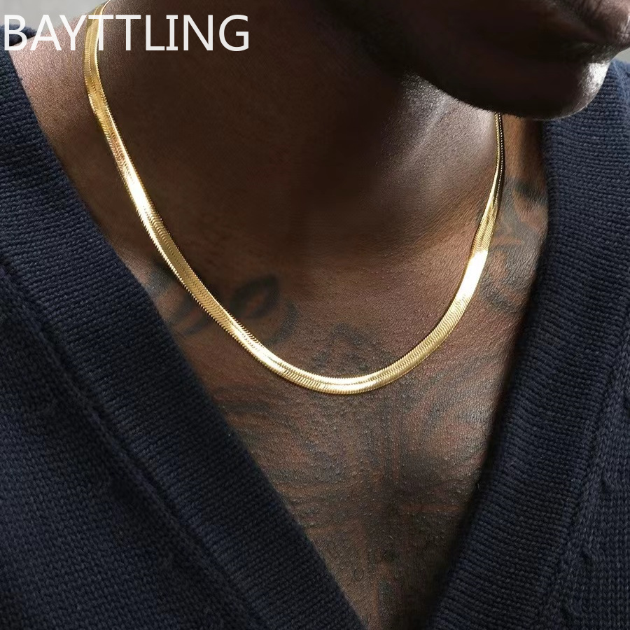 قلادة سلسلة مسطحة ذهبية من الف - مراجعة Men'S Accessories Trending وسعره