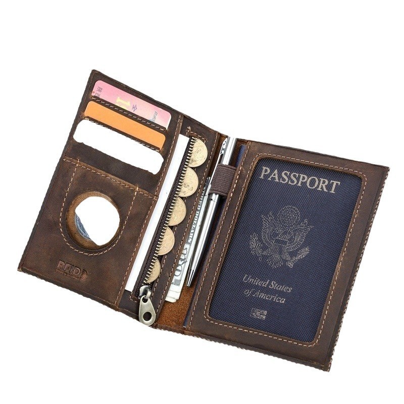 شعار مخصص جلد طبيعي سليم محفظة - مراجعة Passport Wallet Rfid وسعره