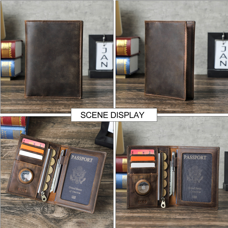 شعار مخصص جلد طبيعي سليم محفظة - مراجعة Passport Wallet Rfid وسعره